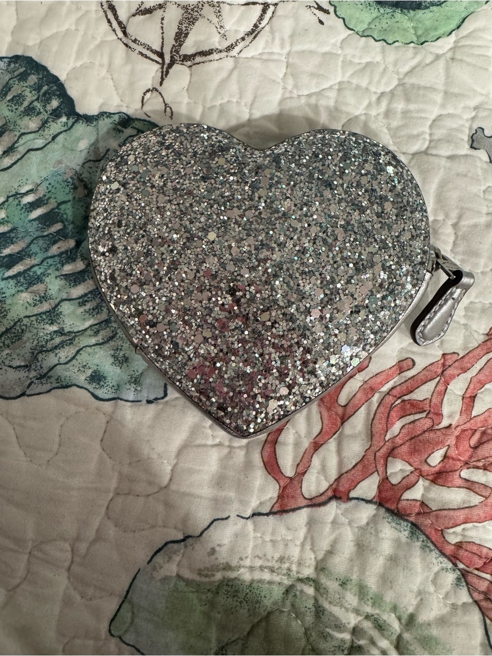 COACH Heart Coin Pouch in Silver Glitter - Picture 3 of 7